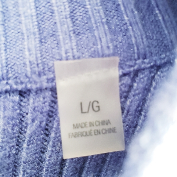 Elie Tahari Blue Viscose Cable Knit Ribbed Crewneck Sweater Lg - Picture 7 of 9